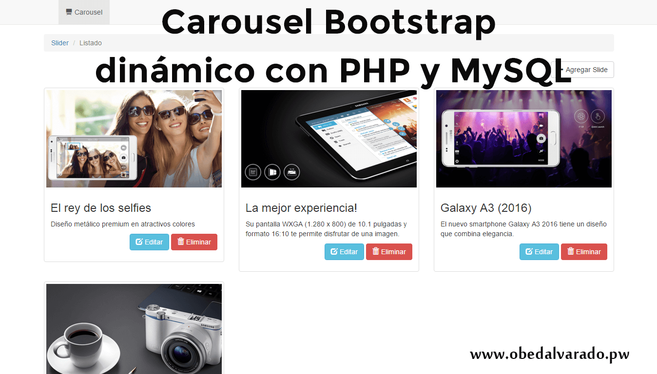 Carousel Bootstrap dinámico con PHP y MySQL