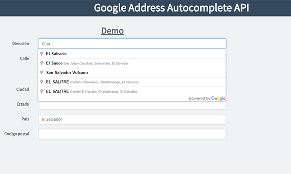 Google Address Autocomplete API