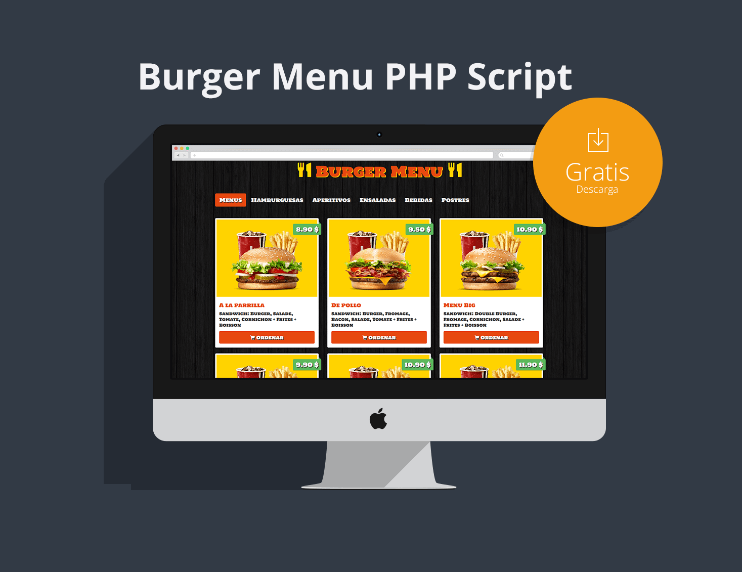 Restaurant menu PHP Script Gratis