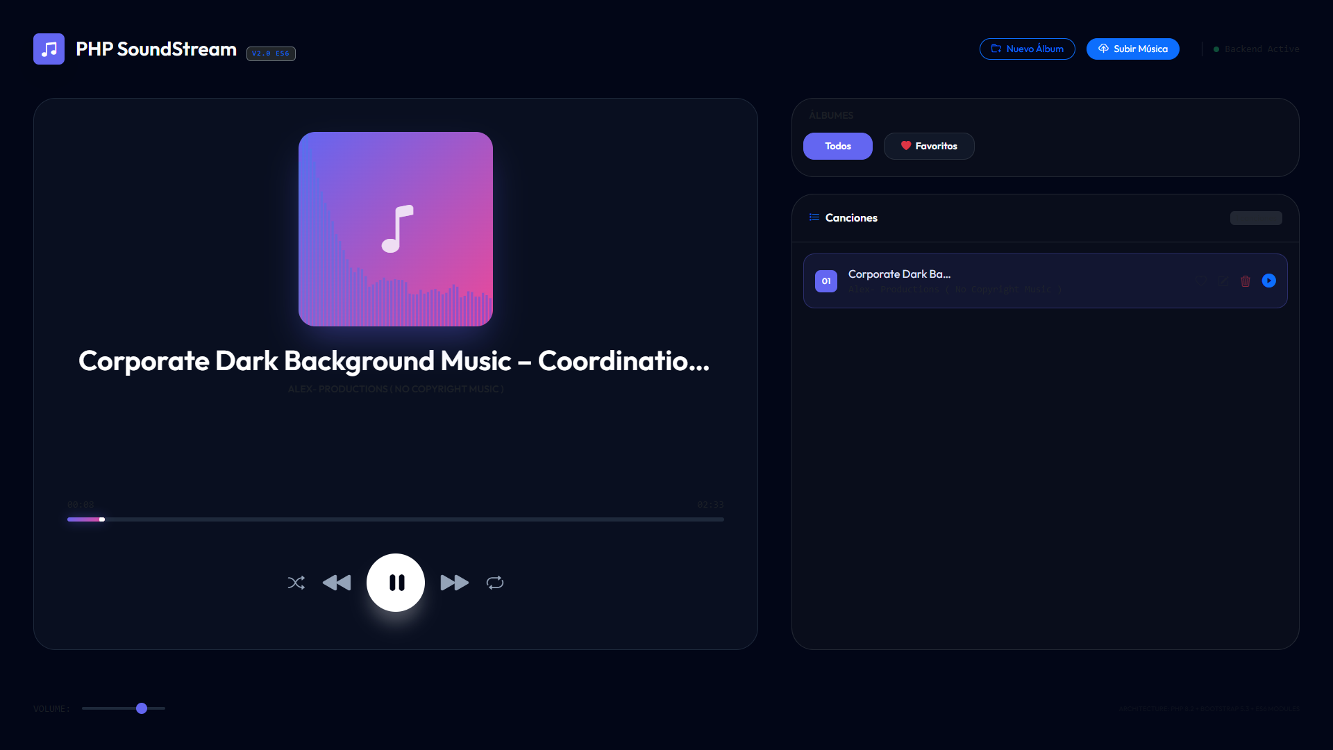 Modern PHP Music Player