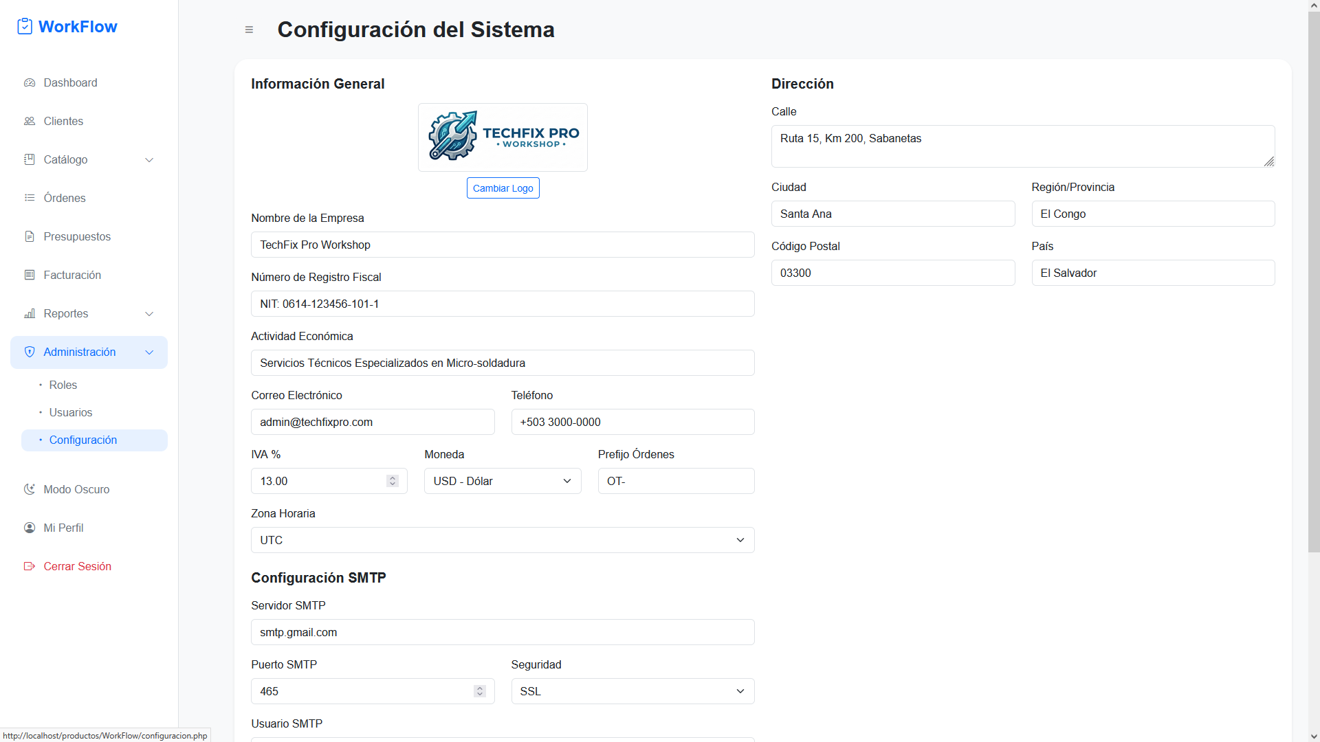 Captura Administración